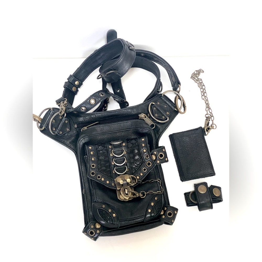 Jungle Tribe Blaster black leather hip holster waist crossbody bag Festival